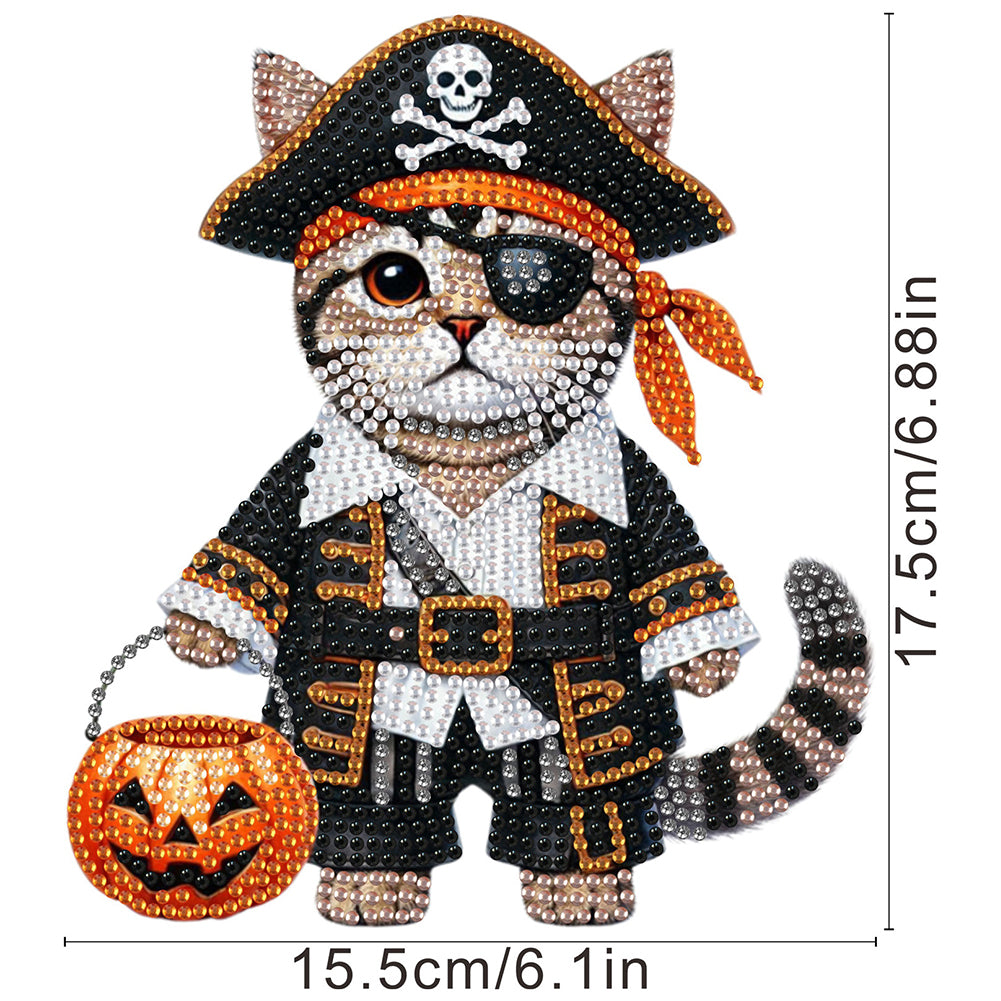 2D Flat Print Cat DIY Shaking Head Desktop Diamond Art Kits for Adults Beginner