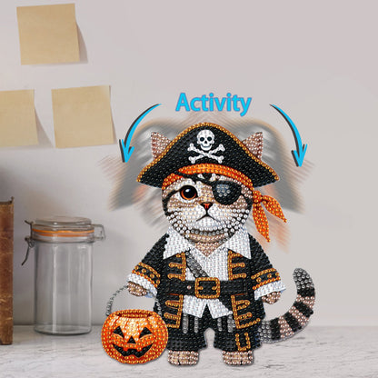 2D Flat Print Cat DIY Shaking Head Desktop Diamond Art Kits for Adults Beginner