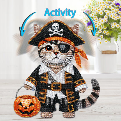 2D Flat Print Cat DIY Shaking Head Desktop Diamond Art Kits for Adults Beginner