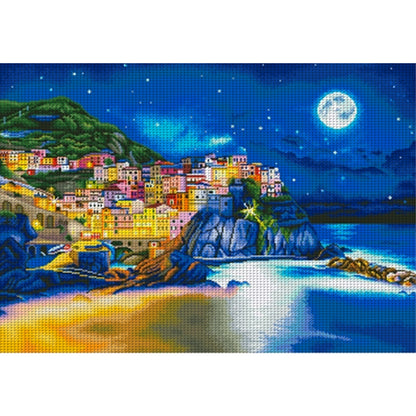 Cinque Terre Under The Moon - 11CT Stamped Cross Stitch 85*65CM