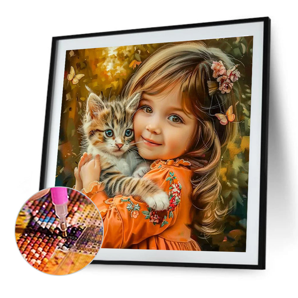 Cute Little Girl - Full Round Drill Diamond Painting 40*40CM