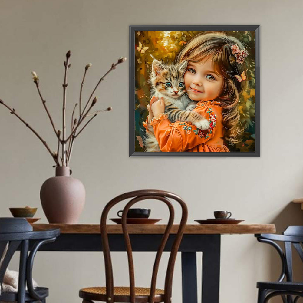 Cute Little Girl - Full Round Drill Diamond Painting 40*40CM