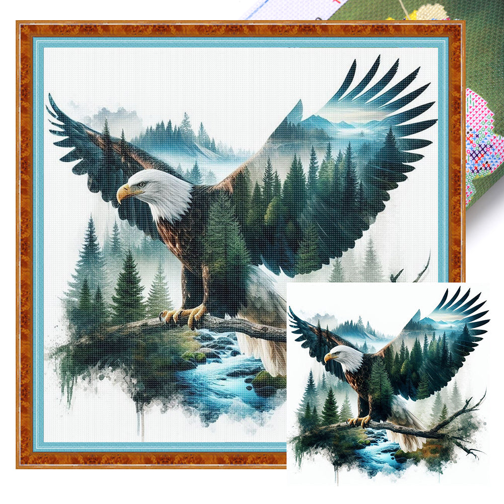 Silhouette-Eagle - 11CT Stamped Cross Stitch 45*45CM
