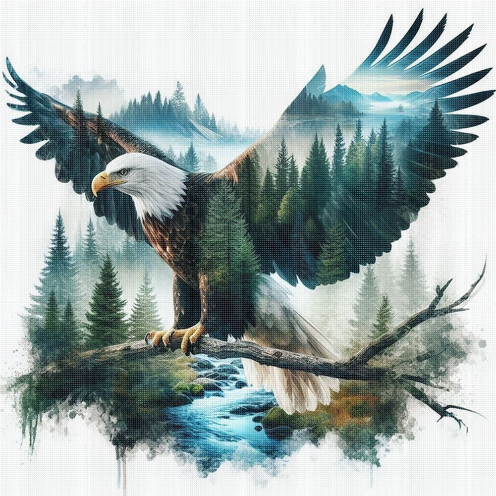 Silhouette-Eagle - 11CT Stamped Cross Stitch 45*45CM