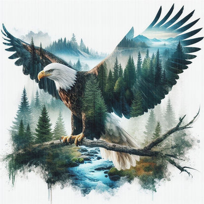 Silhouette-Eagle - 11CT Stamped Cross Stitch 45*45CM