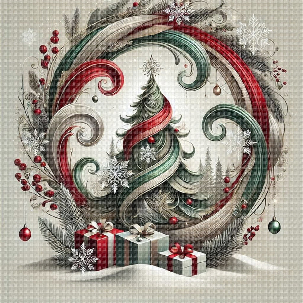 Christmas Tree - 11CT Stamped Cross Stitch 40*40CM