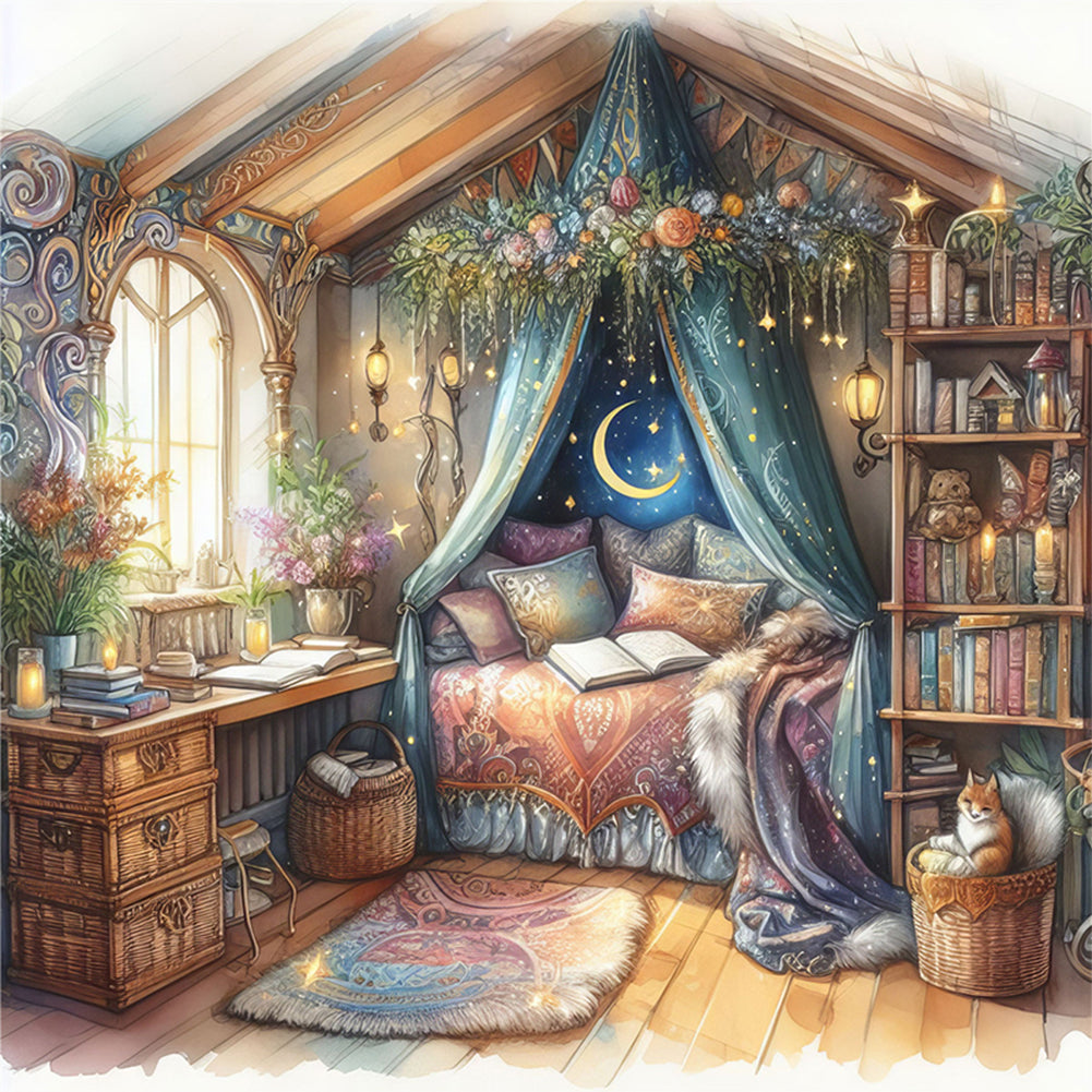 Bedroom - 11CT Stamped Cross Stitch 50*50CM