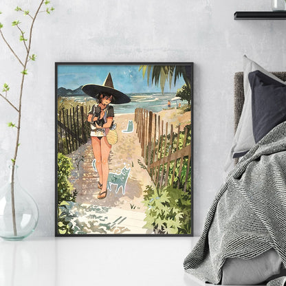 Witch And Cat - 11CT Stamped Cross Stitch 40*50CM