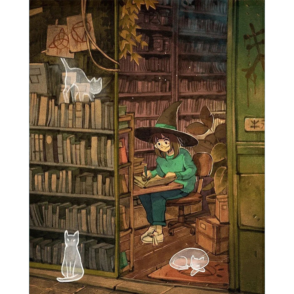 Witch And Cat - 11CT Stamped Cross Stitch 40*50CM