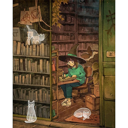 Witch And Cat - 11CT Stamped Cross Stitch 40*50CM