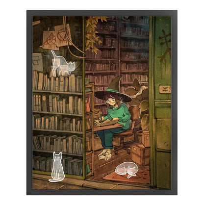 Witch And Cat - 11CT Stamped Cross Stitch 40*50CM