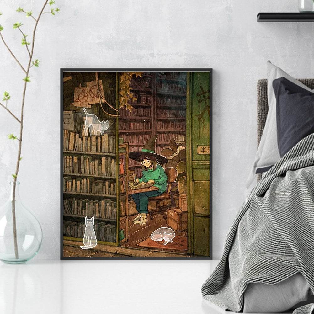 Witch And Cat - 11CT Stamped Cross Stitch 40*50CM