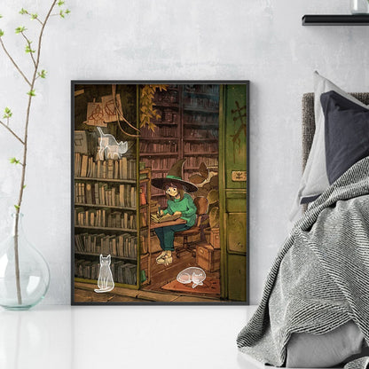 Witch And Cat - 11CT Stamped Cross Stitch 40*50CM