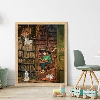 Witch And Cat - 11CT Stamped Cross Stitch 40*50CM