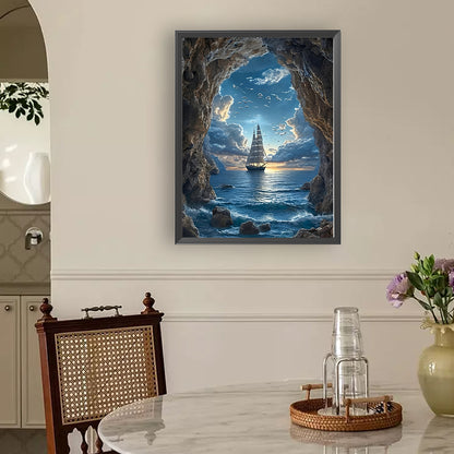 Sailboat On The Sea - Full Round Drill Diamond Painting 30*40CM