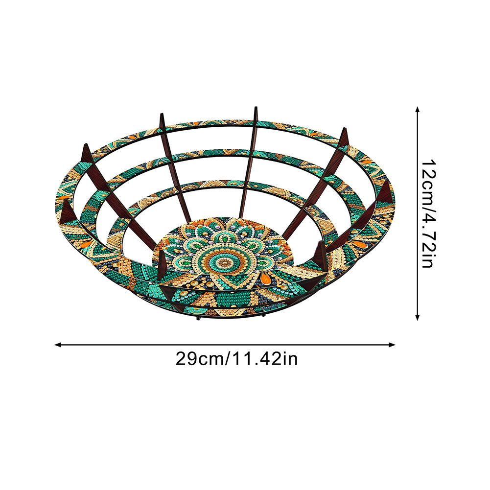 Flower Diamond Painting Wooden Serving Tray Decorative Diamond Art Fruit Tray