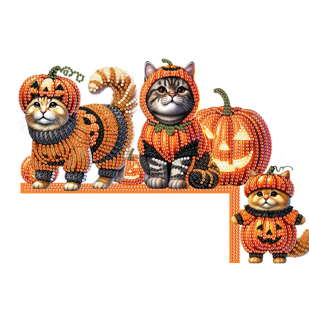 Cat Diamond Art Door Right Angle Sign 5D DIY Wooden Door Topper for Party Favors