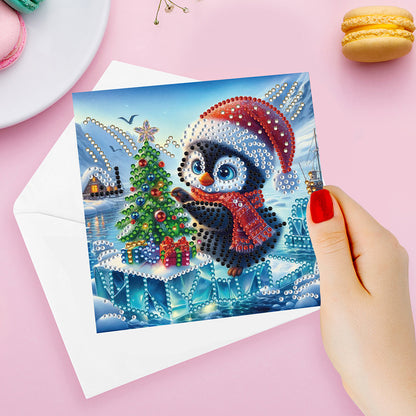 12PCS DIY Diamond Art Greeting Cards Xmas Designs for Festivals and Celebrations