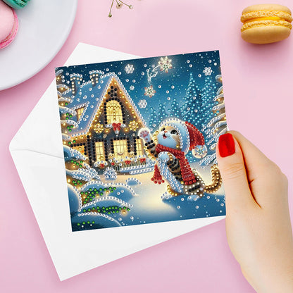 12PCS DIY Diamond Art Greeting Cards Xmas Designs for Festivals and Celebrations