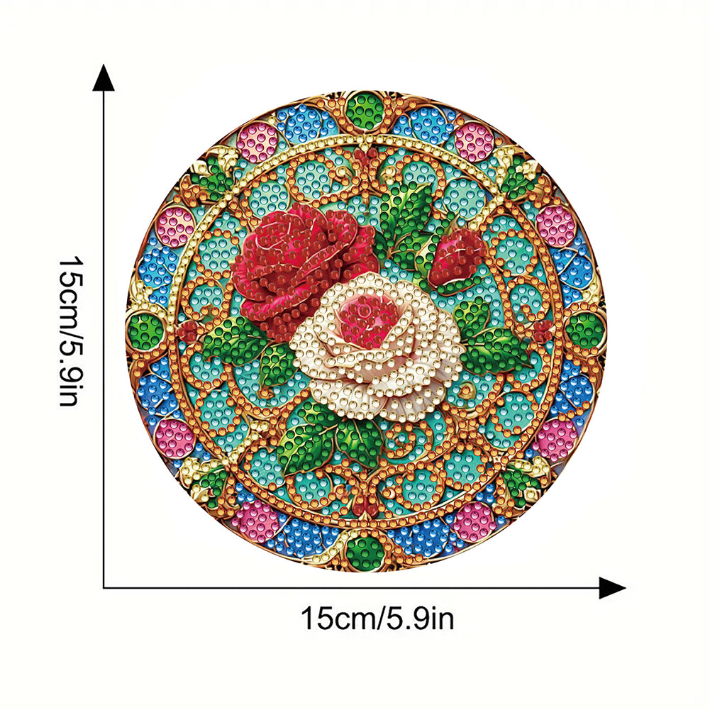 Diamond Crafts Projects Flowers Round Diamond Painting Table Mats for Home Decor