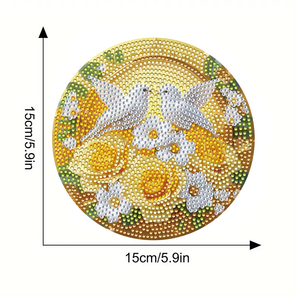 Diamond Crafts Projects Flowers Round Diamond Painting Table Mats for Home Decor