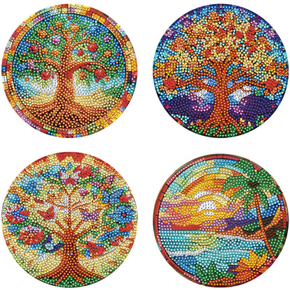 Diamond Crafts Projects Flowers Round Diamond Painting Table Mats for Home Decor