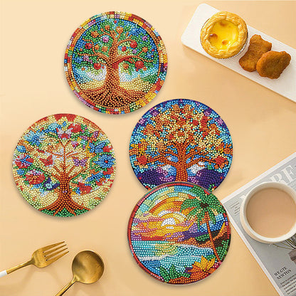 Diamond Crafts Projects Flowers Round Diamond Painting Table Mats for Home Decor