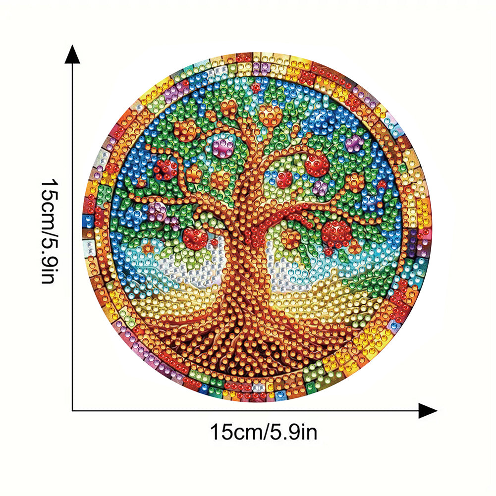 Diamond Crafts Projects Flowers Round Diamond Painting Table Mats for Home Decor