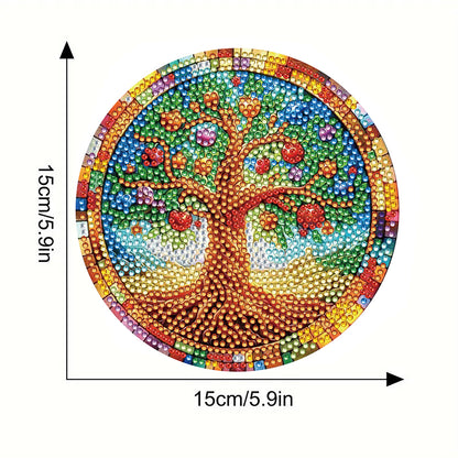 Diamond Crafts Projects Flowers Round Diamond Painting Table Mats for Home Decor