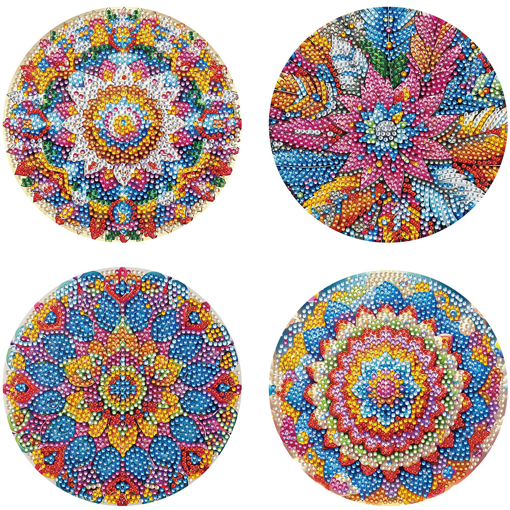 Diamond Crafts Projects Flowers Round Diamond Painting Table Mats for Home Decor