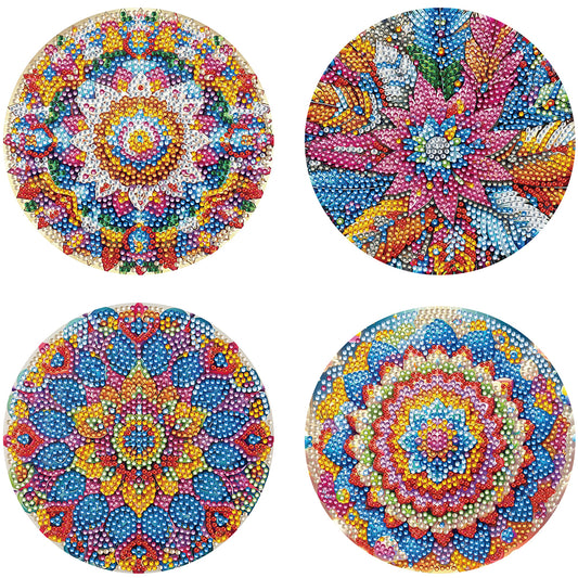 Diamond Crafts Projects Flowers Round Diamond Painting Table Mats for Home Decor