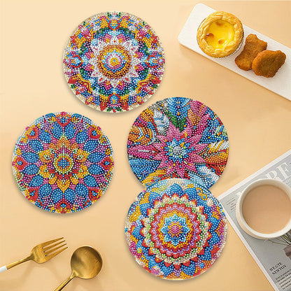Diamond Crafts Projects Flowers Round Diamond Painting Table Mats for Home Decor