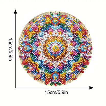 Diamond Crafts Projects Flowers Round Diamond Painting Table Mats for Home Decor