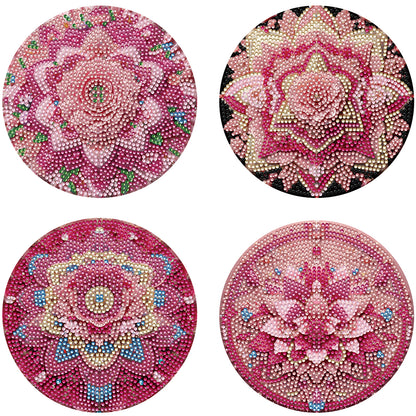 Diamond Crafts Projects Flowers Round Diamond Painting Table Mats for Home Decor