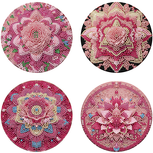 Diamond Crafts Projects Flowers Round Diamond Painting Table Mats for Home Decor