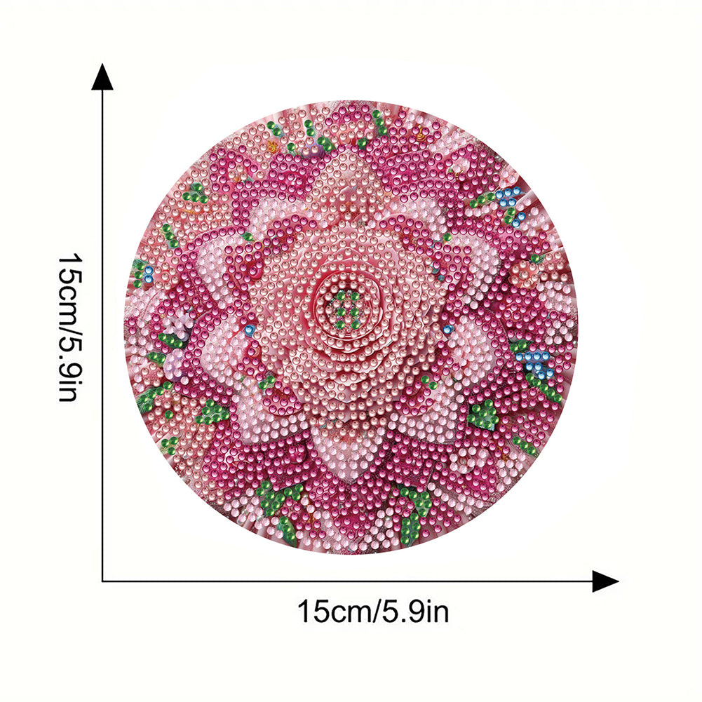Diamond Crafts Projects Flowers Round Diamond Painting Table Mats for Home Decor