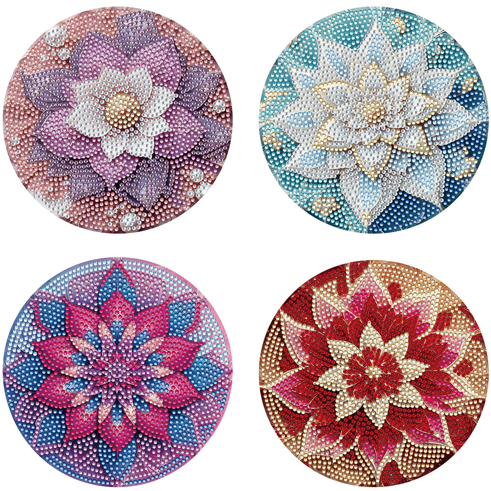 Diamond Crafts Projects Flowers Round Diamond Painting Table Mats for Home Decor