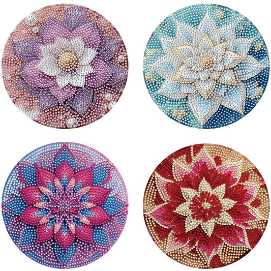 Diamond Crafts Projects Flowers Round Diamond Painting Table Mats for Home Decor