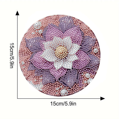 Diamond Crafts Projects Flowers Round Diamond Painting Table Mats for Home Decor
