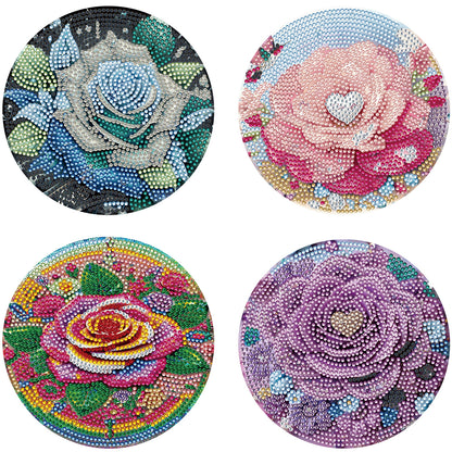 Diamond Crafts Projects Flowers Round Diamond Painting Table Mats for Home Decor