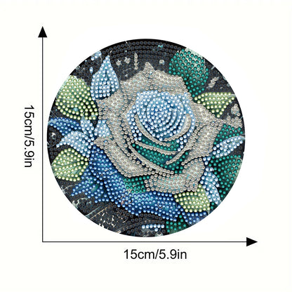 Diamond Crafts Projects Flowers Round Diamond Painting Table Mats for Home Decor