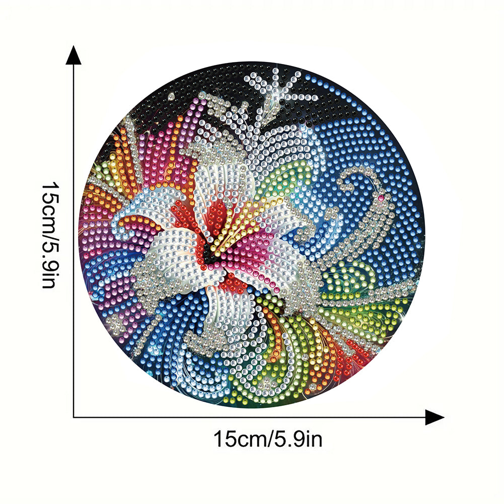 Diamond Crafts Projects Flowers Round Diamond Painting Table Mats for Home Decor