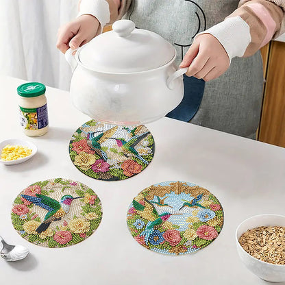 Diamond Crafts Projects Flowers Round Diamond Painting Table Mats for Home Decor