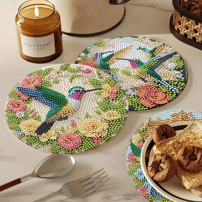 Diamond Crafts Projects Flowers Round Diamond Painting Table Mats for Home Decor