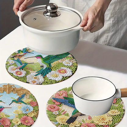 Diamond Crafts Projects Flowers Round Diamond Painting Table Mats for Home Decor