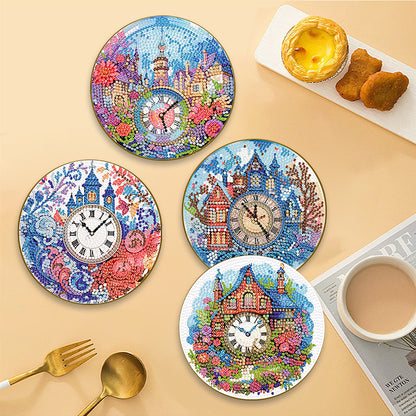 Diamond Crafts Projects Flowers Round Diamond Painting Table Mats for Home Decor