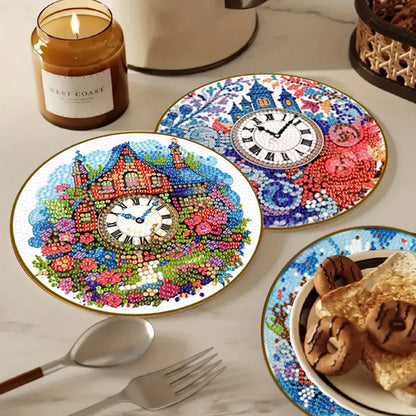 Diamond Crafts Projects Flowers Round Diamond Painting Table Mats for Home Decor