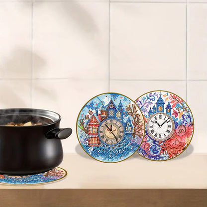 Diamond Crafts Projects Flowers Round Diamond Painting Table Mats for Home Decor