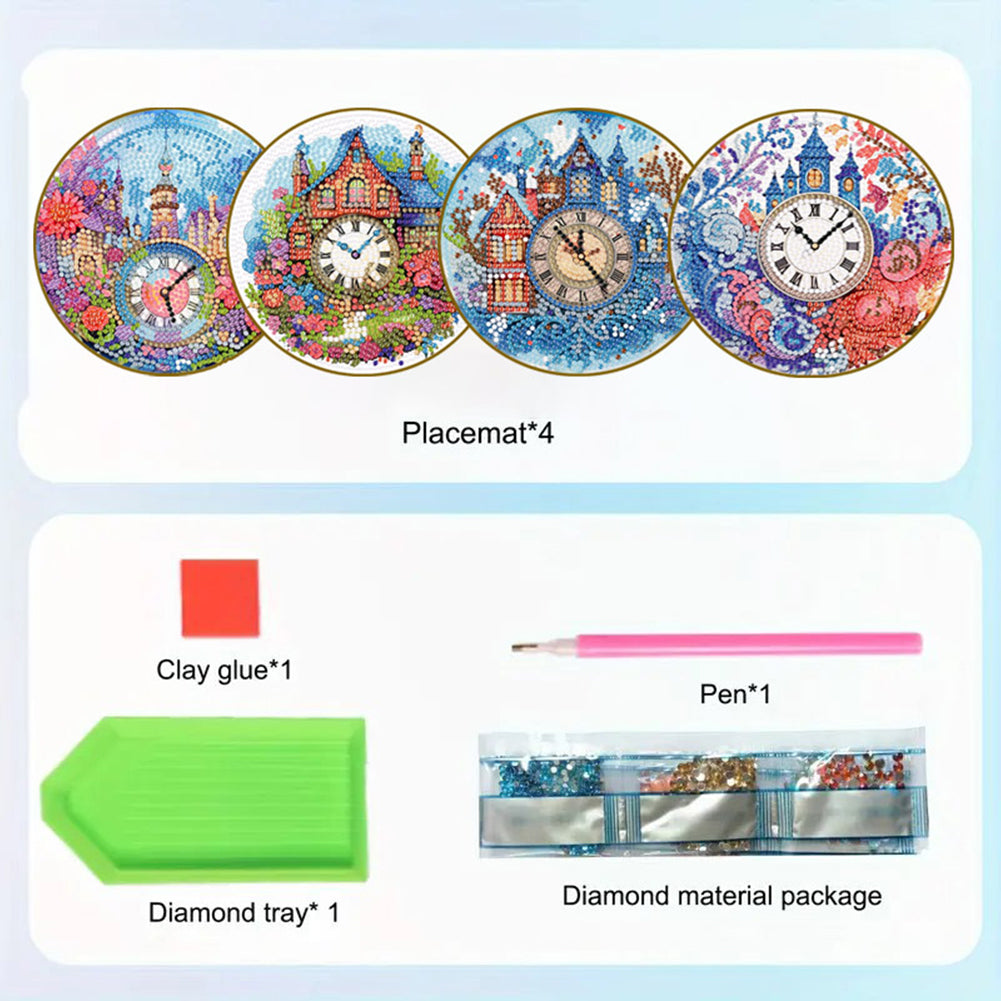 Diamond Crafts Projects Flowers Round Diamond Painting Table Mats for Home Decor