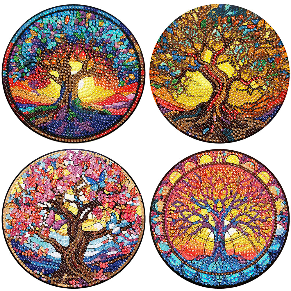 Diamond Crafts Projects Flowers Round Diamond Painting Table Mats for Home Decor